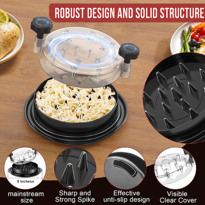 SoulLife Chicken Shredder Tool, 8 Inch, Black with Clear Lid - view 3