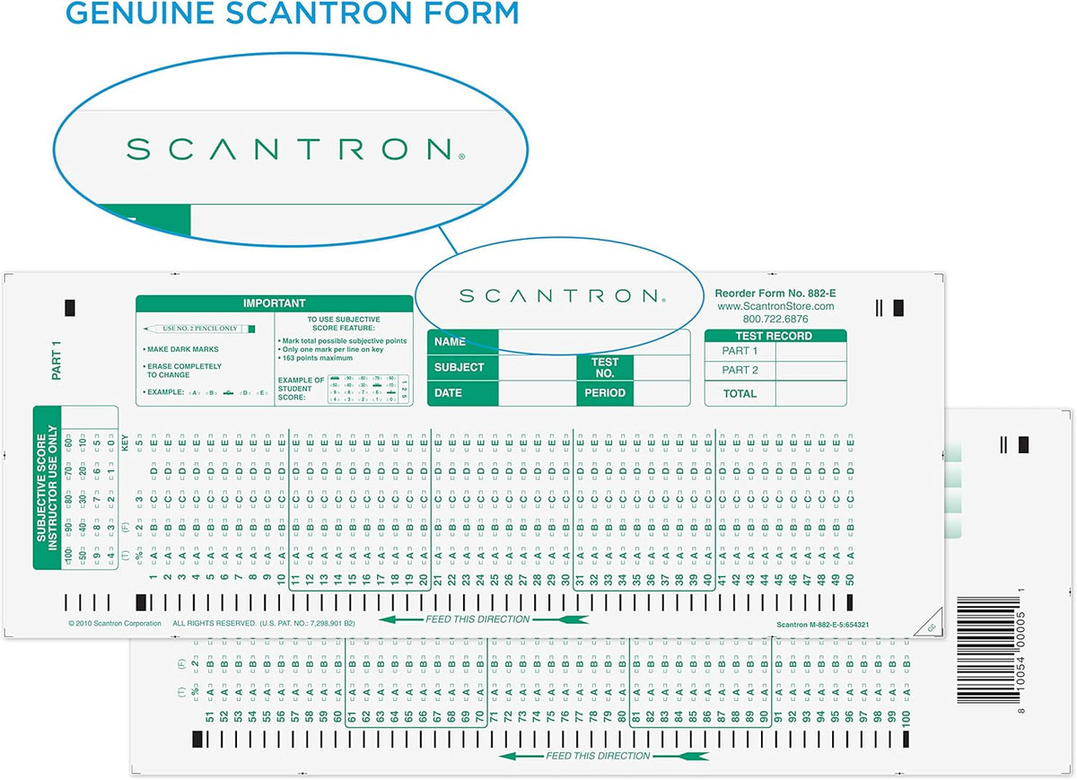 Scantron 882-E Answer Sheets, 100 Question, Pack of 25 - view 3