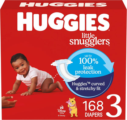 Huggies Little Snugglers Nappies, Size 3, 168 Count (6 Packs of 28)