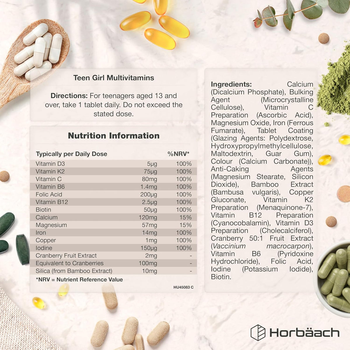 Horbäach Multivitamin Tablets for Teen Girls - 120 Count - view 3