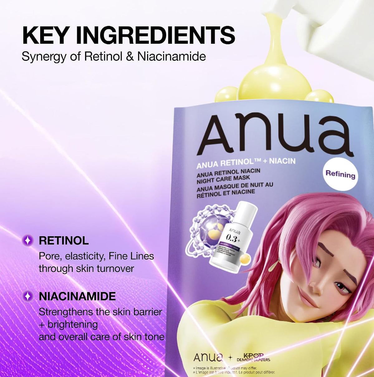 Anua Retinol Niacin Night Routine Pore Mask, 10 Sheets - view 3