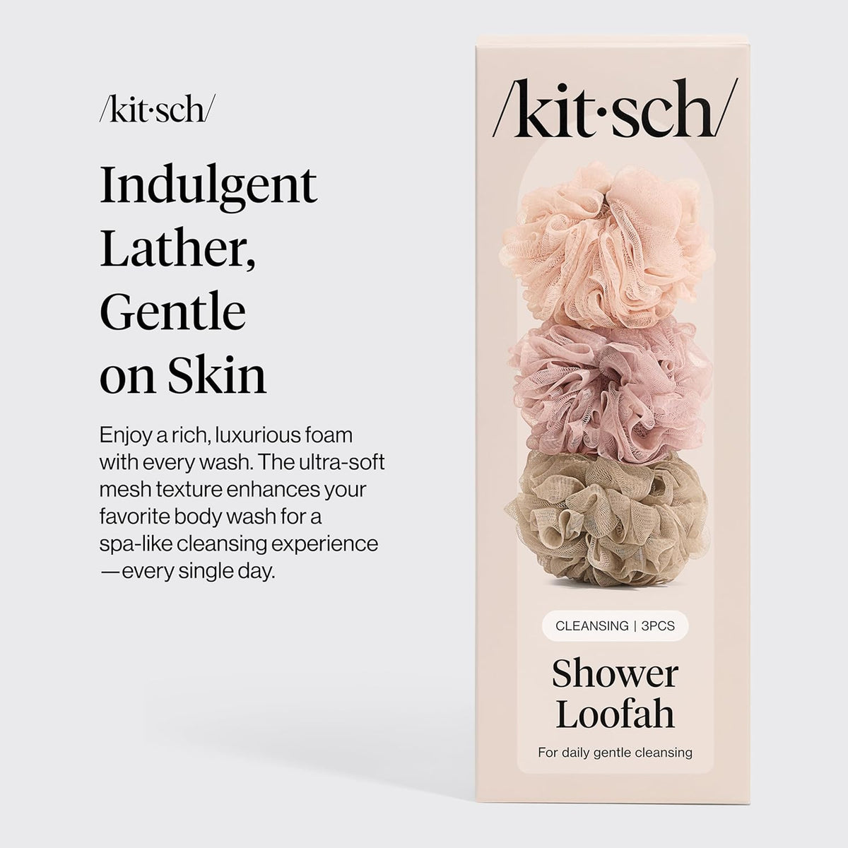 Kitsch Shower Loofah Mesh Body Scrubber, 3 Piece Set - view 5