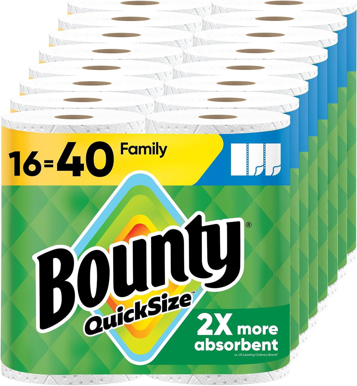 Bounty Quick Size Paper Towels, White, 16 Family Rolls — product view