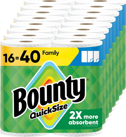 Bounty Quick Size Paper Towels, White, 16 Family Rolls