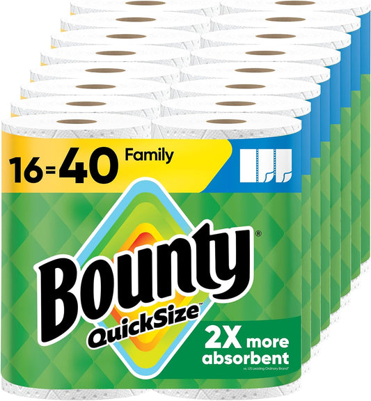 Bounty Quick Size Paper Towels, White, 16 Family Rolls