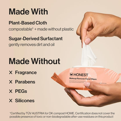 Honest Beauty Fragrance-Free Cleansing Makeup Remover Wipes, 30 Count - view 3