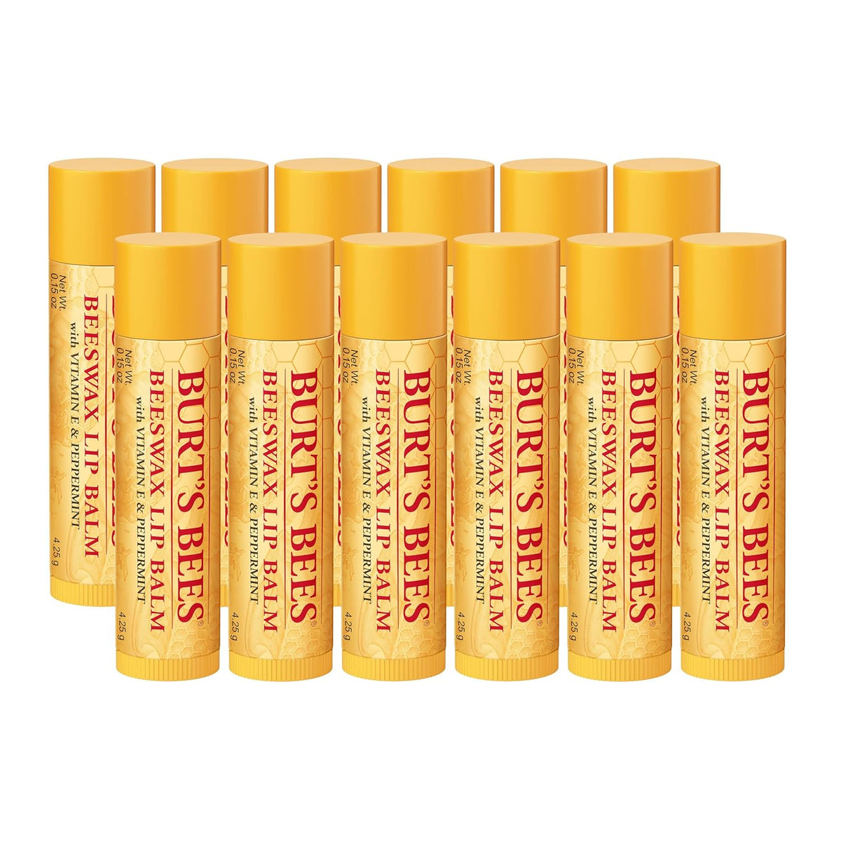 Burt's Bees Original Beeswax Lip Balm, 0.15 oz, Pack of 12 — product view