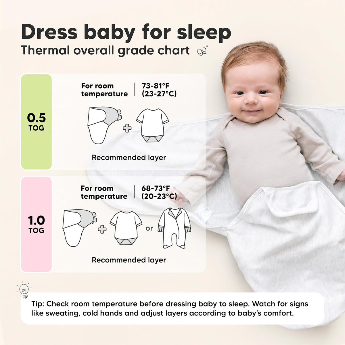 KeaBabies Organic Cotton Baby Swaddles, 0.5 TOG, Nordic, 0-3M, Pack of 3 - view 6