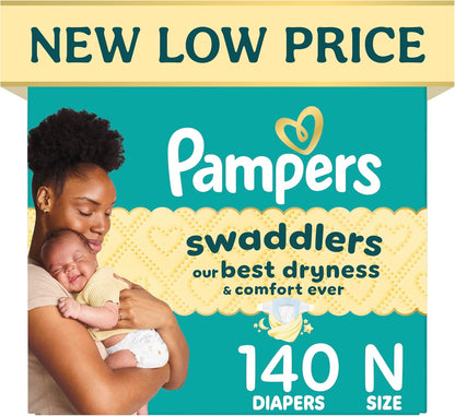 Pampers Swaddlers Nappies, Newborn (up to 10 lbs), 140 Count