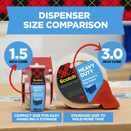 Scotch Heavy Duty Packing Tape with Dispenser, 1.88 in x 27.7 yd, 1 Roll - view 4