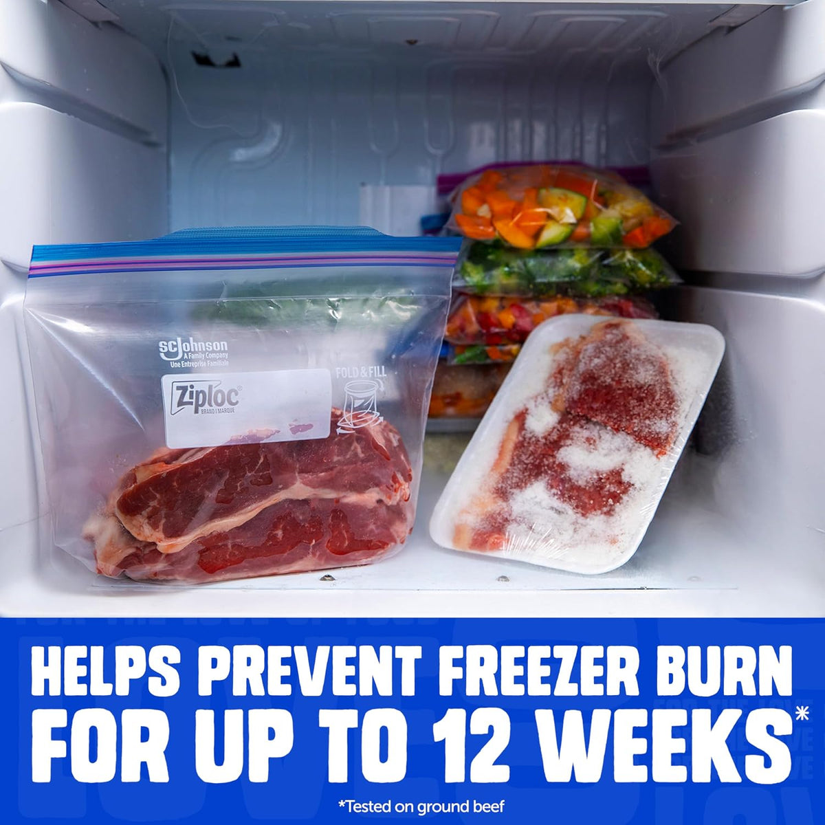 Ziploc Gallon Freezer Bags with Stand-Up Bottom, 66 Count - view 2