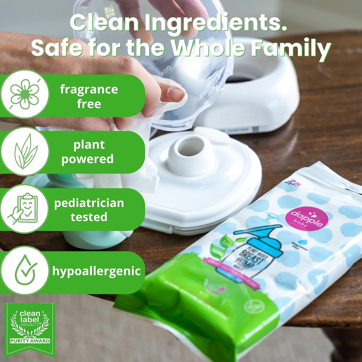Dapple Baby Breast Pump Wipes, 25 Count, Pack of 2 - view 6