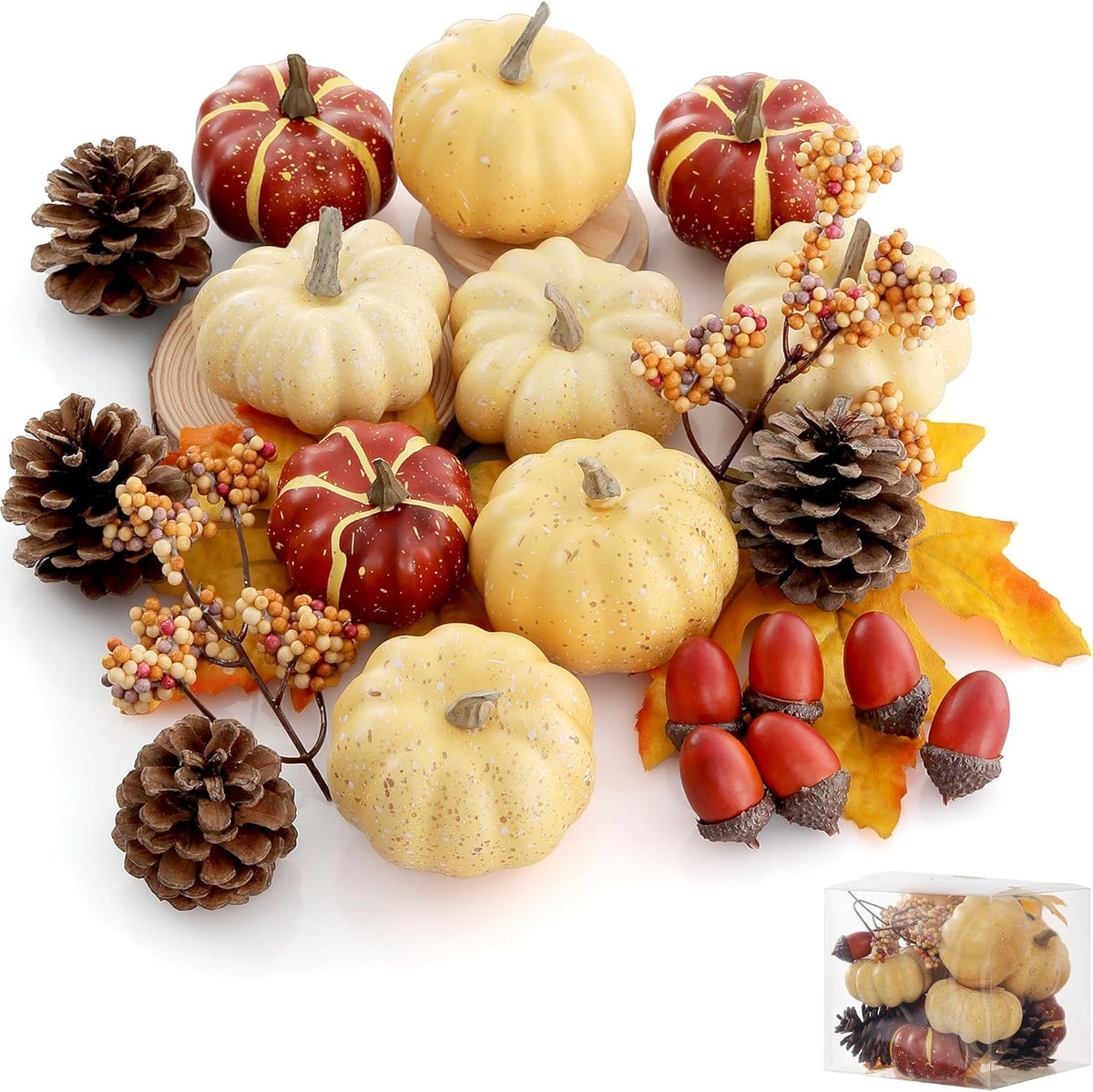 Artgar Pumpkin Decor Set, 23 Piece Autumn Harvest Bowl Fillers