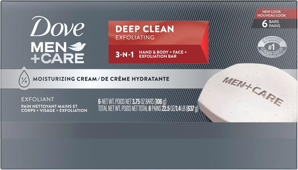 Dove Men+Care Deep Clean Body and Face Bar 4 oz, Pack of 6 - view 2