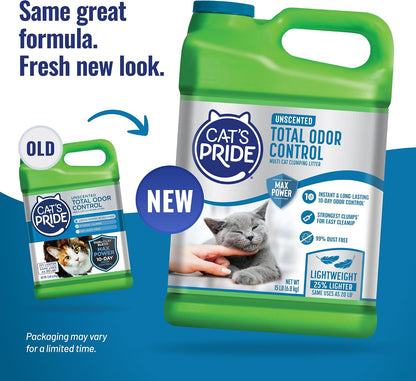 Cat's Pride Max Power Total Odor Control Clumping Litter, Unscented, 15 lb - view 2