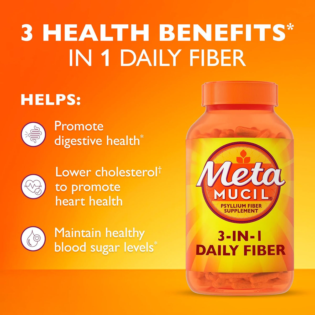 Metamucil Psyllium Husk Fibre Capsules, 300 Capsules - view 3