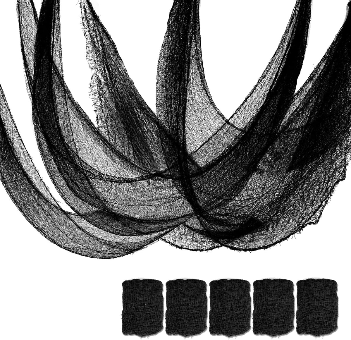 Qtisky Black Halloween Gauze Cloth Decorations, 5 Pieces — product view