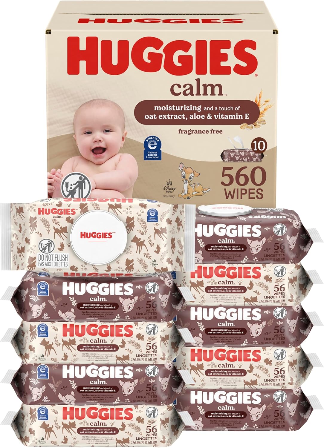 Huggies Calm Unscented Baby Wipes, 10 Packs of 56 (560 Wipes) — product view