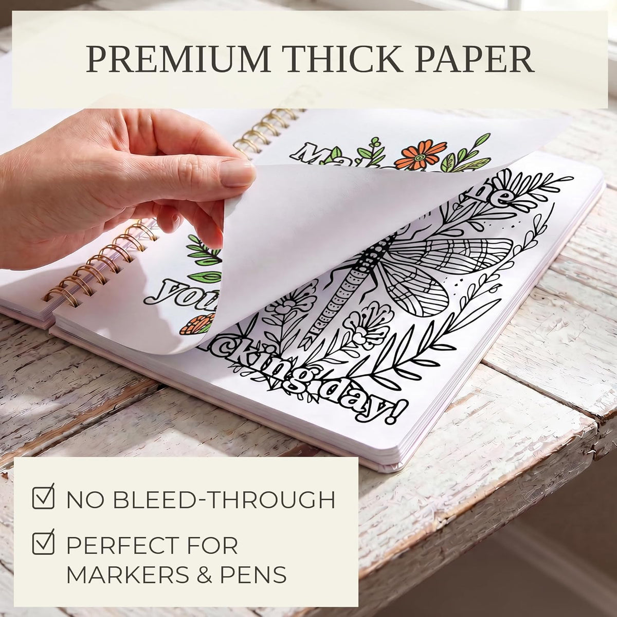 ZICOTO Colouring Book Set of 2 for Adults, Floral and Woodland Designs - view 5