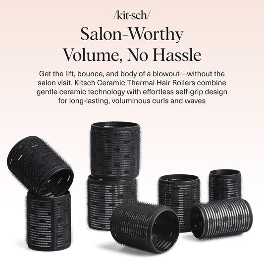 Kitsch Ceramic Hair Rollers for Women, Black, 8 Count - view 2