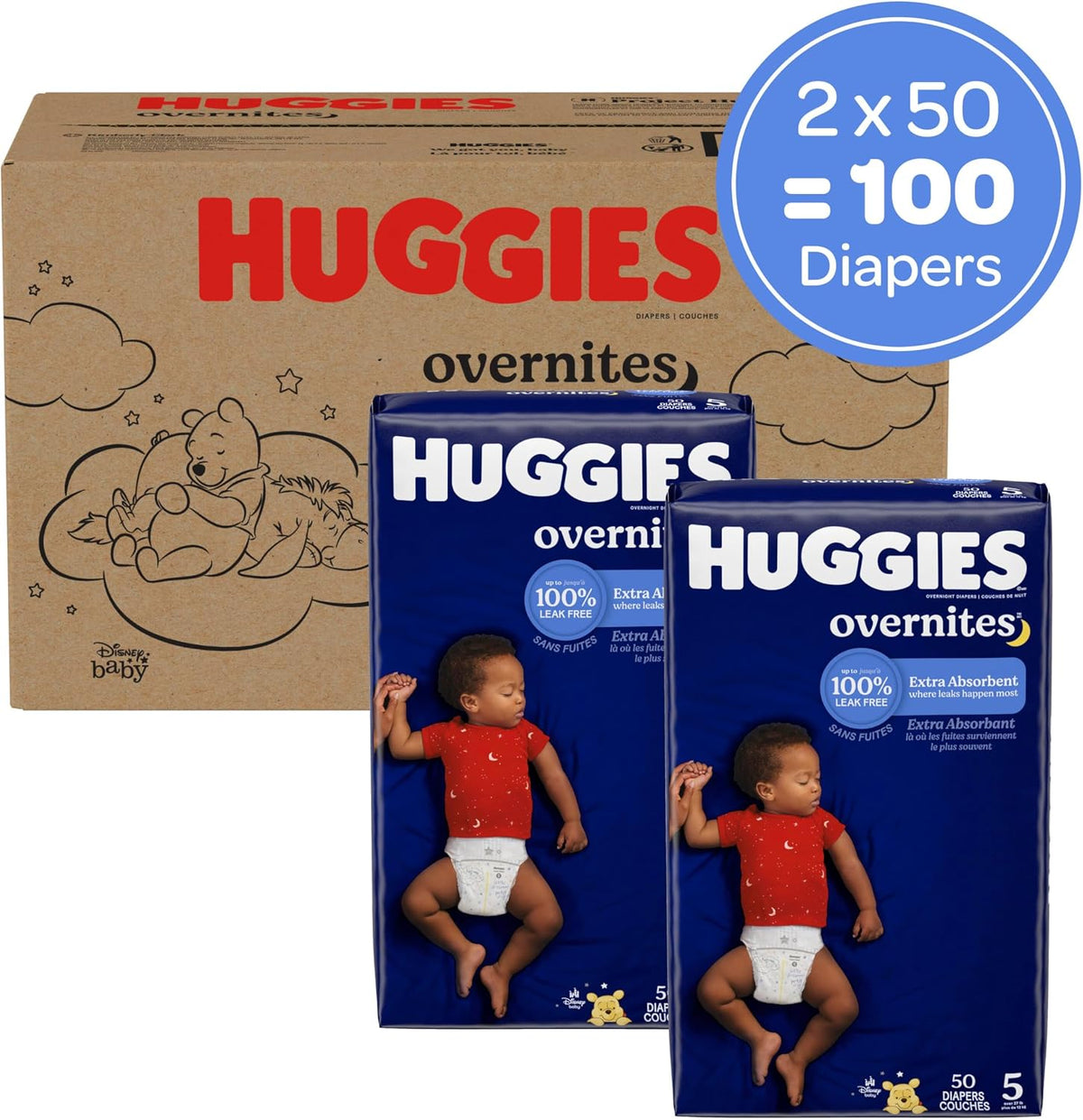 Huggies Overnites Nappies, Size 5 (27+ lbs), 100 Count - view 2