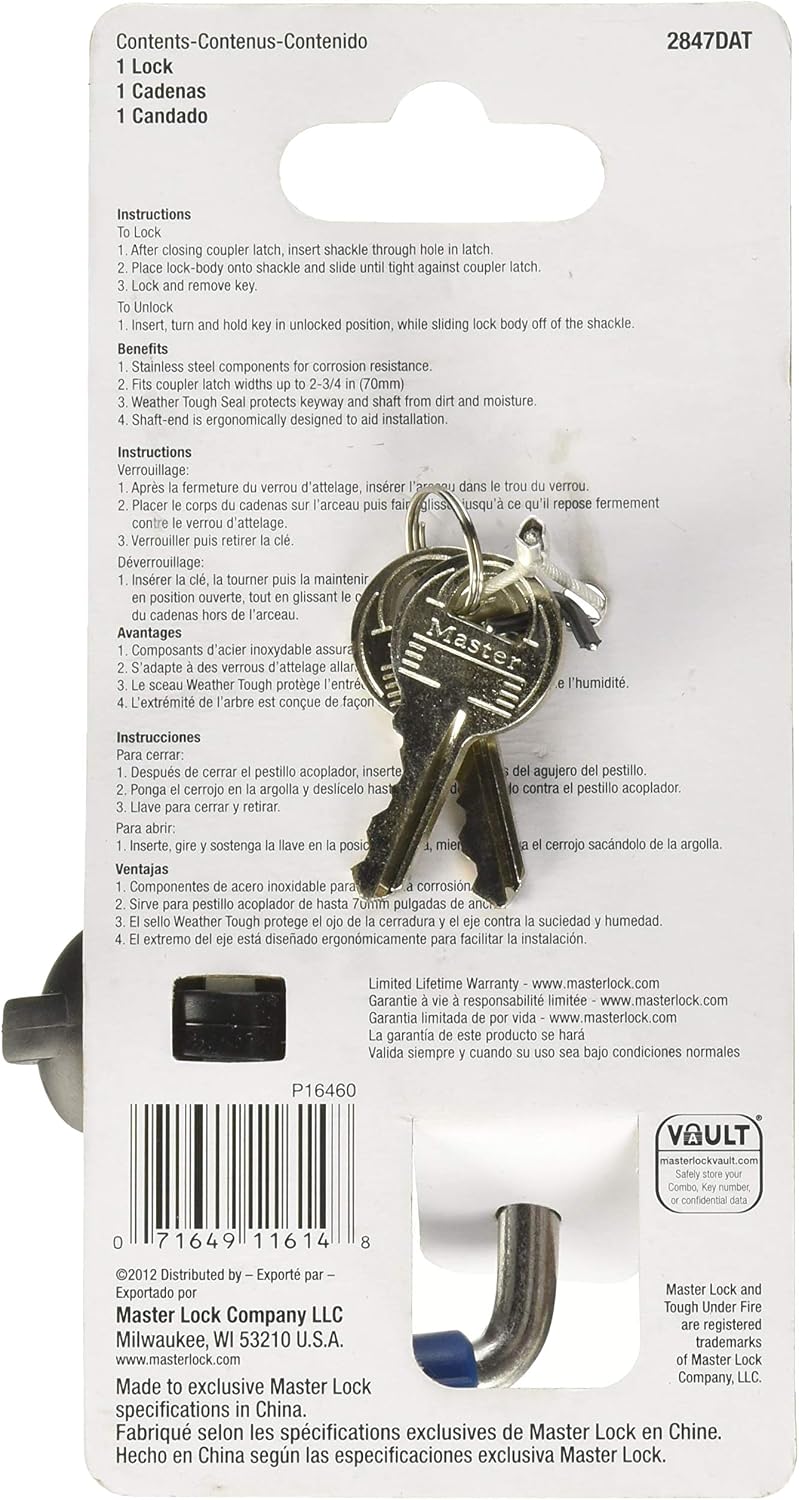 Master Lock 2847DAT Adjustable Stainless Steel Coupler Lock - view 3