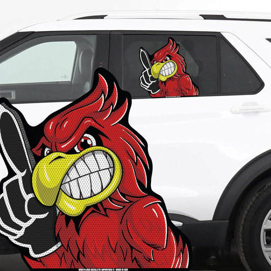 WiperTags Ride-A-Long Perforated Window Decal, Cardinal Mascot, 12 Inch