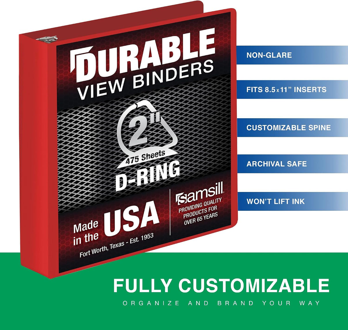 Samsill Durable 2 Inch D-Ring Binder, Ruby Red - view 3