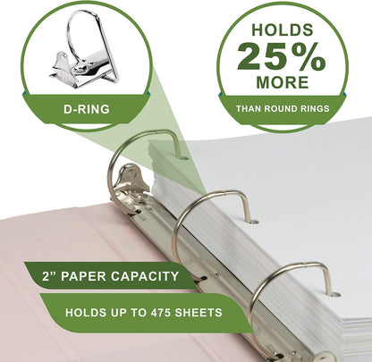 Samsill Plant-Based 2 Inch D-Ring View Binder, Rose - view 6