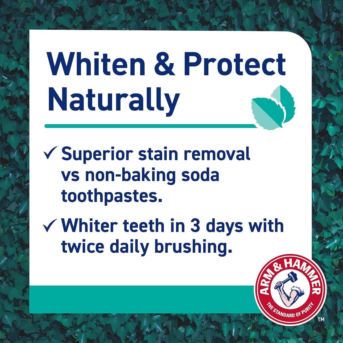 Arm & Hammer 100% Natural Baking Soda Whitening Protection Toothpaste, 2 x 75 ml - view 3