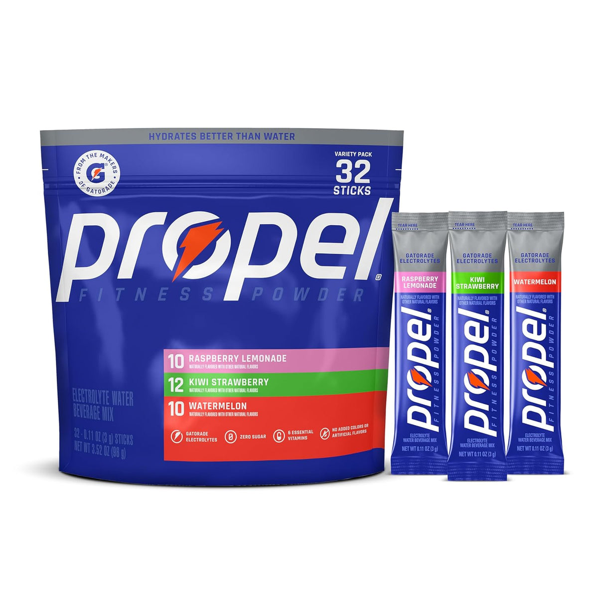 Propel Electrolyte Powder Drink Mix, 3 Flavour Variety Pack, 32 Servings — product view