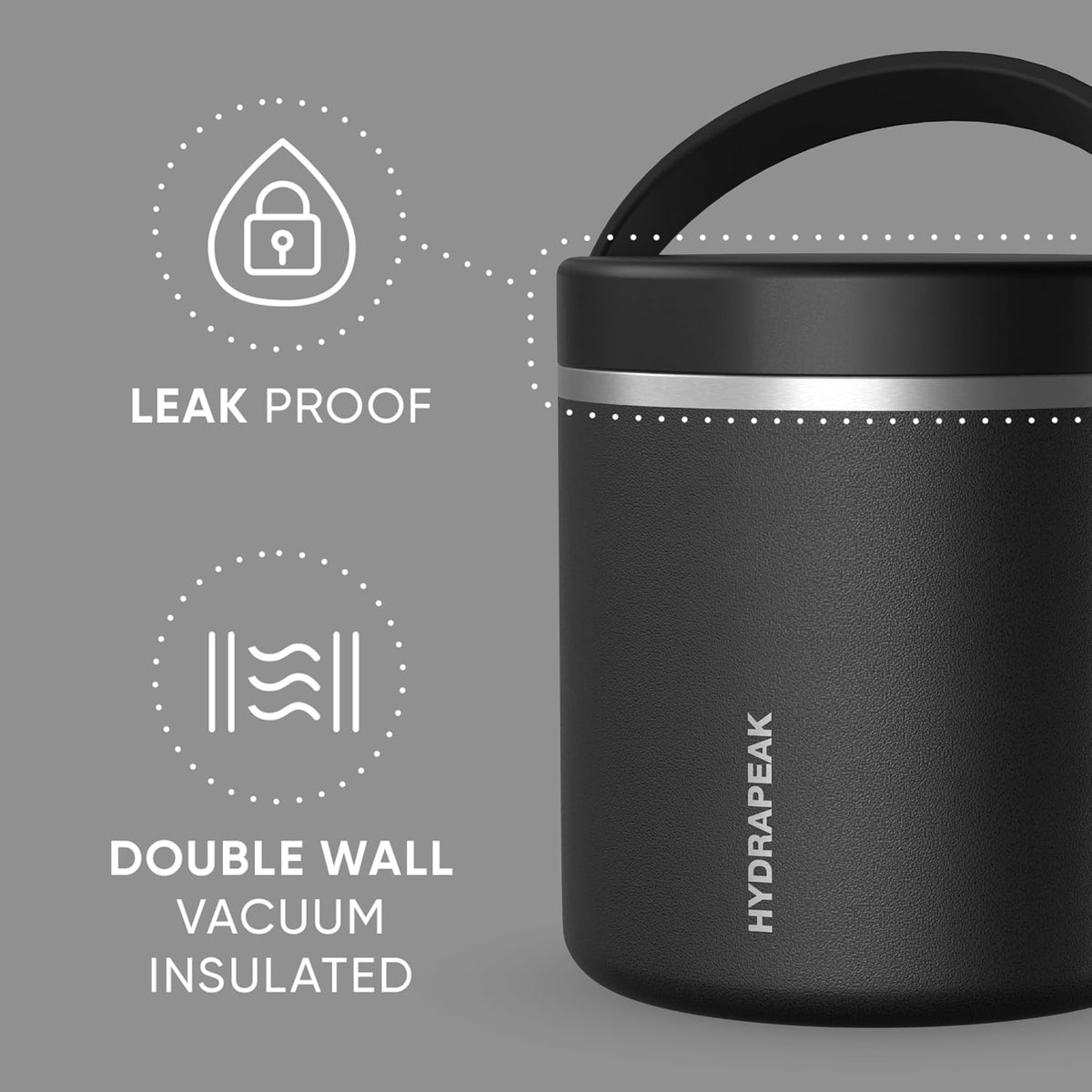 Hydrapeak 25oz Insulated Stainless Steel Food Jar, Black - view 4