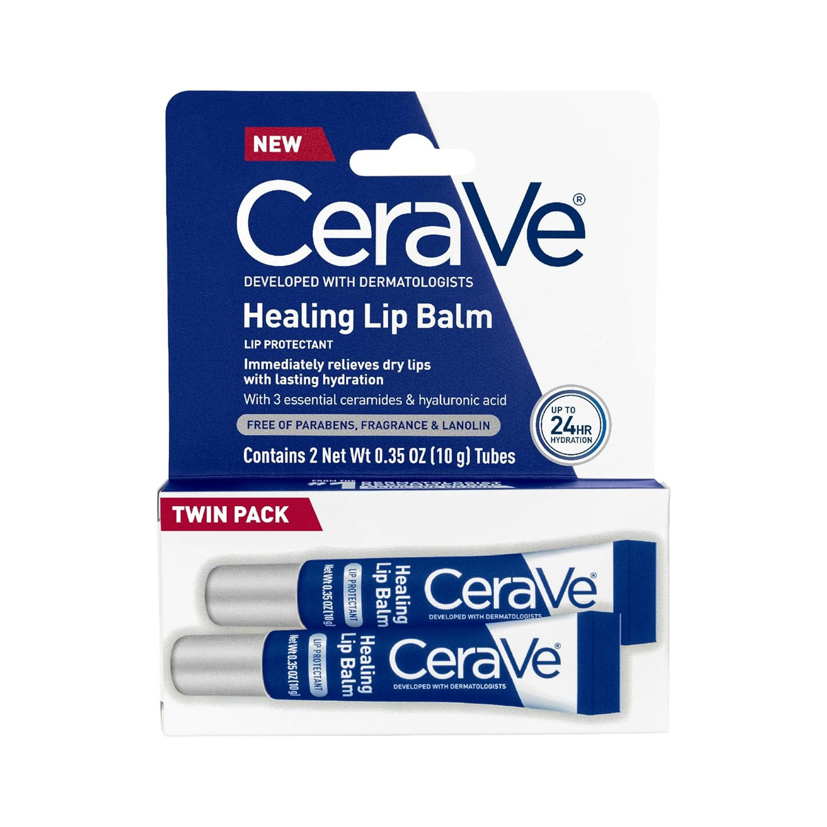 CeraVe Healing Lip Balm with Hyaluronic Acid, 20 g (0.7 oz) — product view