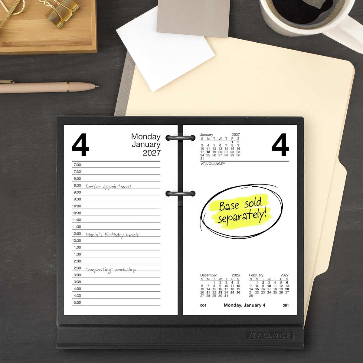 AT-A-GLANCE 2027 Daily Desk Calendar Refill for E1700 Base, 3.5 x 6 Inches - view 2