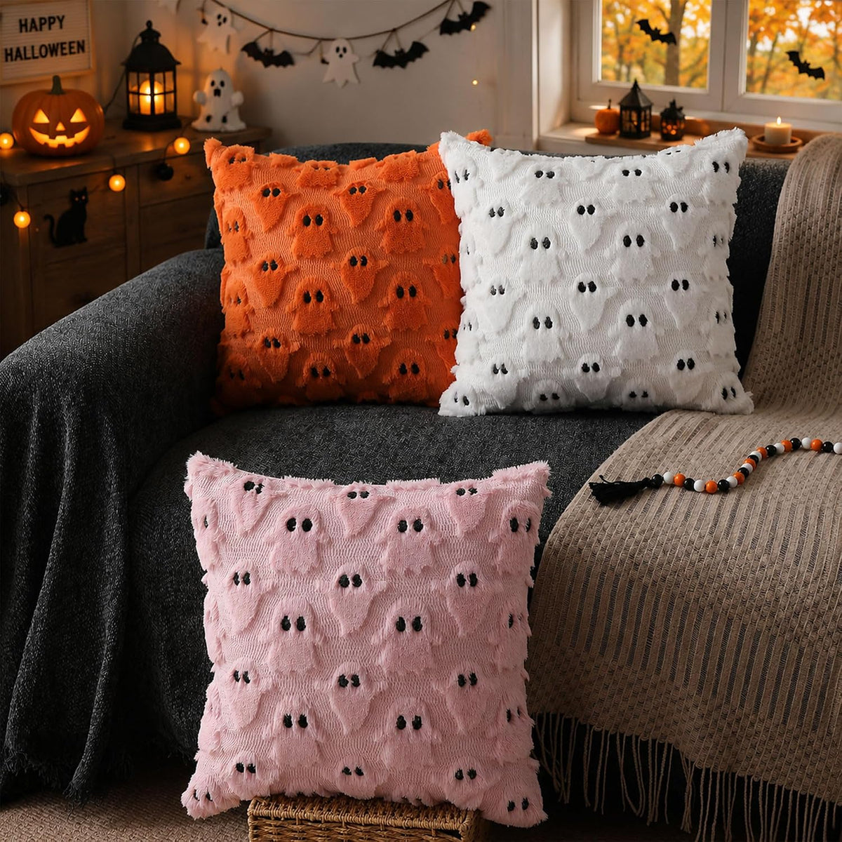 DFXSZ White Ghost Halloween Pillow Covers, 18 x 18 Inch, Set of 2 - view 4