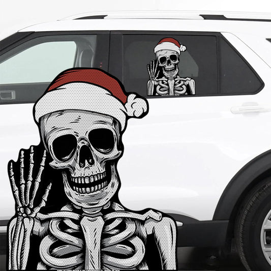 WiperTags Skeleton Santa Wave Ride-Along Window Decal, 10 x 12 Inch