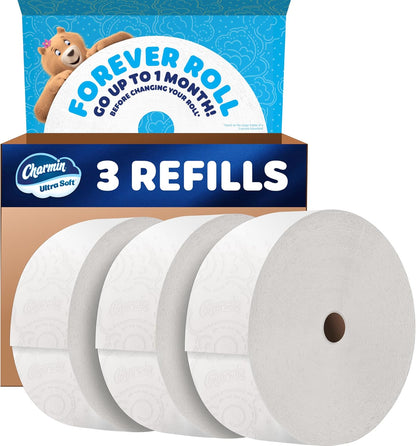 Charmin Ultra Soft Forever Roll Toilet Paper Refill, 3 Rolls, 2-Ply