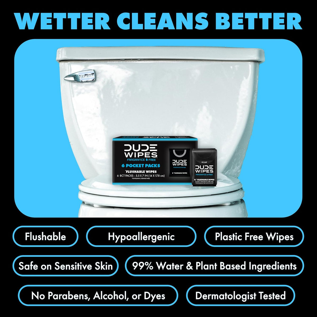 DUDE Wipes Unscented Pocket Packs Flushable Wipes, 48 Count - view 4