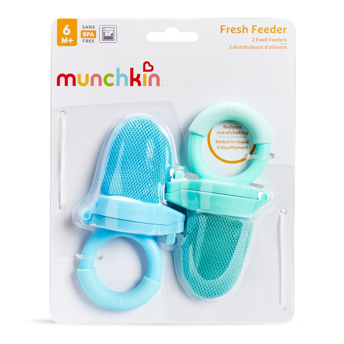 Munchkin Baby Fruit Feeder with Mesh Bags, 2 Pack, Blue/Mint - view 3
