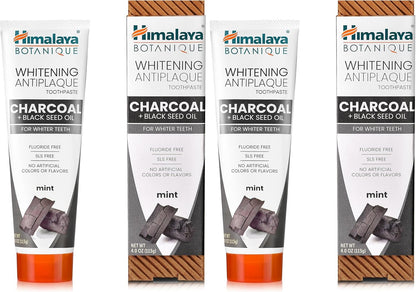 Himalaya Botanique Charcoal + Black Seed Oil Toothpaste 4 oz, Pack of 2
