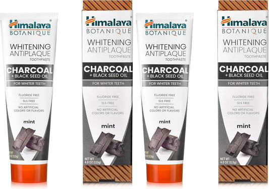 Himalaya Botanique Charcoal + Black Seed Oil Toothpaste 4 oz, Pack of 2