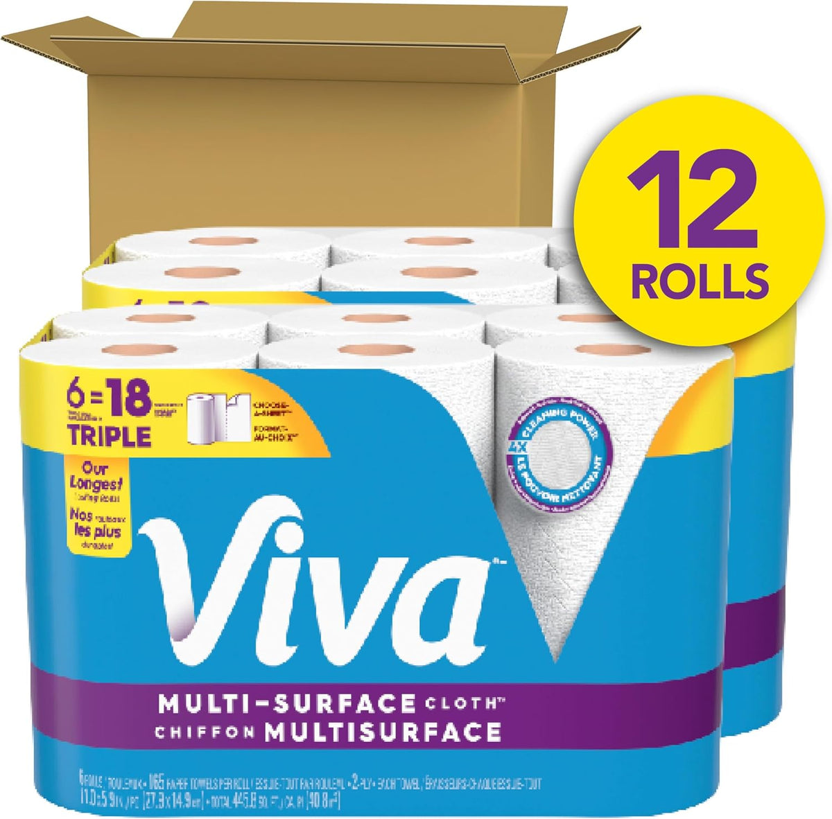 Viva Multi-Surface Cloth Paper Towels, 12 Triple Rolls - view 2