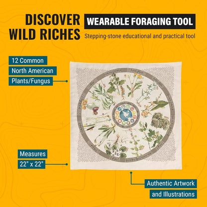 Wazoo Foraging and Tracking Bandana, Outdoor Reference Prints, 22 x 22 Inch - view 3