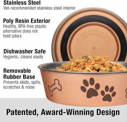 Loving Pets Bella Stainless Steel Dog and Cat Bowl, Small, Champagne - view 2