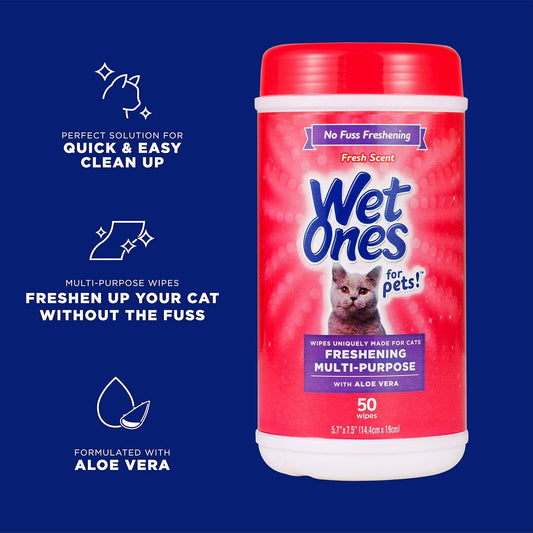 Wet Ones for Cats Freshening Wipes with Aloe Vera, Fresh Scent - 50 Count - view 2