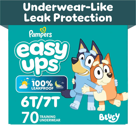 Pampers Easy Ups Bluey Training Pants, Size 8 (6T-7T), 70 Count
