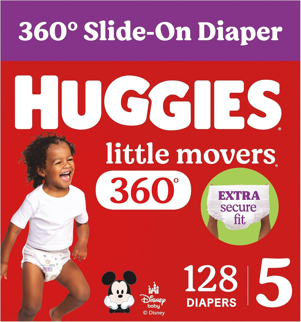 Huggies Little Movers HuggFit 360 Nappy Pants, Size 5, 128 Count (2 Packs of 64) — alternate product view