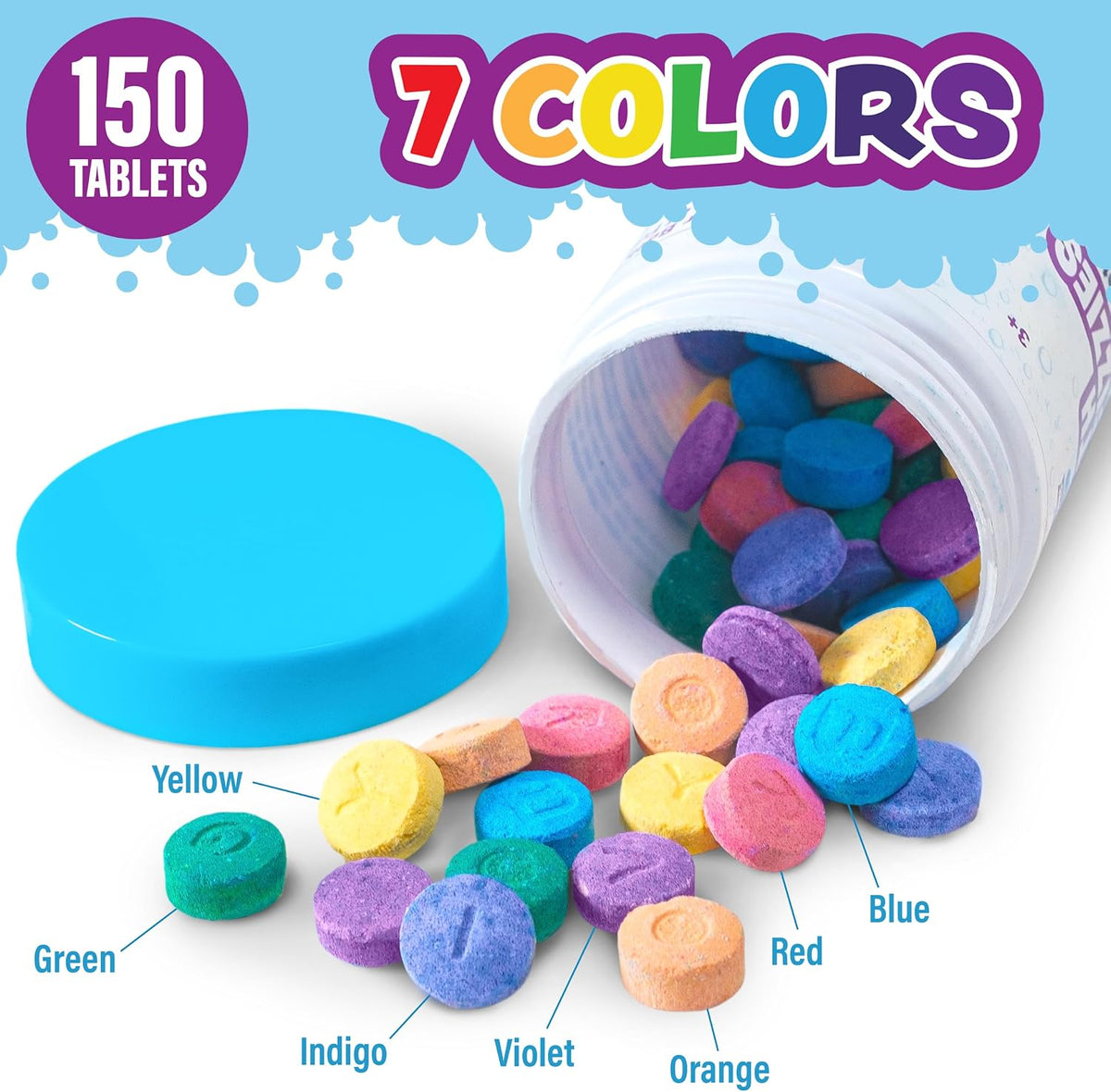 Tub Works Bath Colour Fizzies, 150 Count, 7 Colours — alternate product view