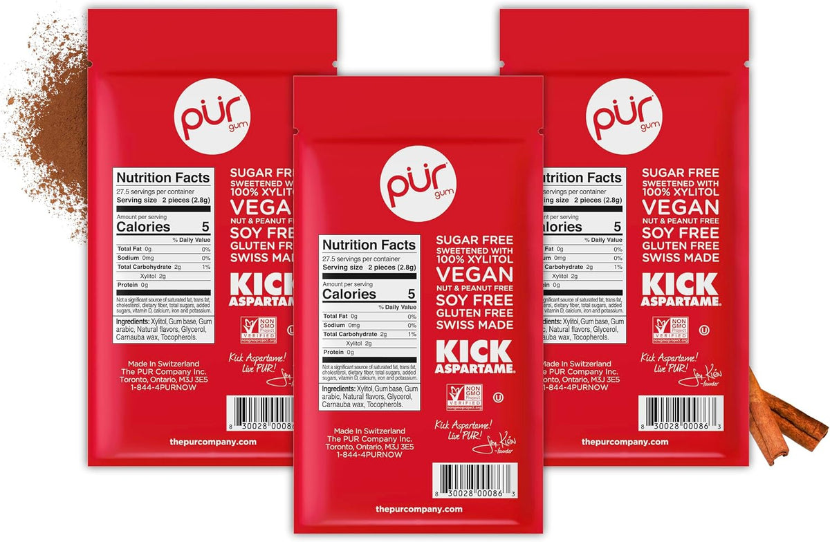 PUR Gum Cinnamon Sugar-Free Xylitol Gum - 165 Count (3 x 55) - view 3