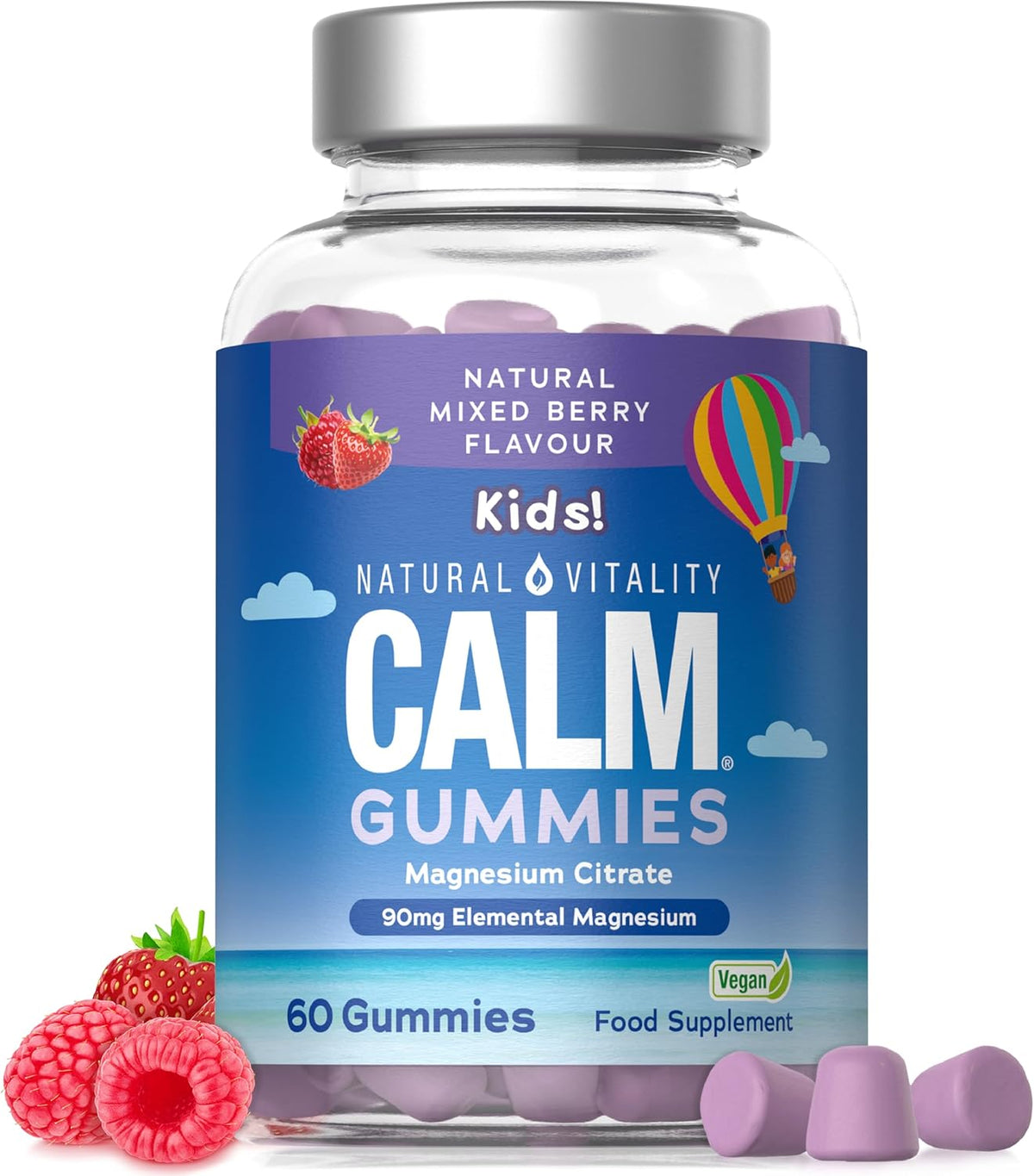 Natural Vitality Calm Kids Magnesium Gummies, Mixed Berry, 2-Month Supply